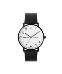 MORRIS 40MM BLACK LEATHER STRAP WATCH