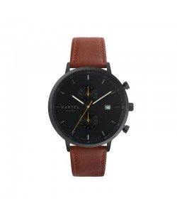 KNOYDART 43MM MAROON LEATHER STRAP WATCH