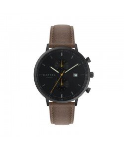 KNOYDART 43MM BROWN LEATHER STRAP WATCH