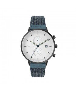 KNOYDART 43MM BLUE FABRIC STRAP WATCH