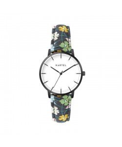 ISLA 34MM FLORAL FABRIC STRAP WATCH