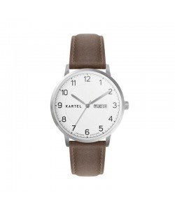 MORRIS 40MM BROWN LEATHER STRAP WATCH