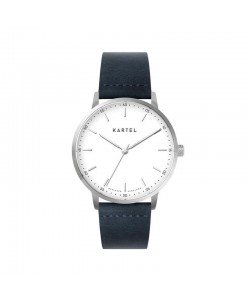 HUME 40MM BLUE LEATHER STRAP WATCH