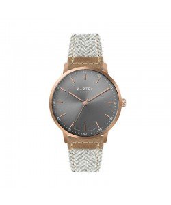 HUME 40MM GREY FABRIC STRAP WATCH