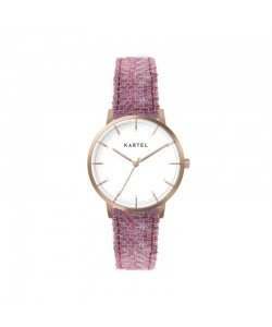ISLA 34MM PINK TWEED LEATHER STRAP WATCH